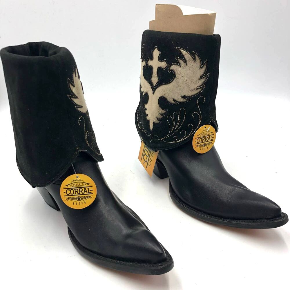 NEW Corral Wing & Cross Convertible Western Black Booties Size 10